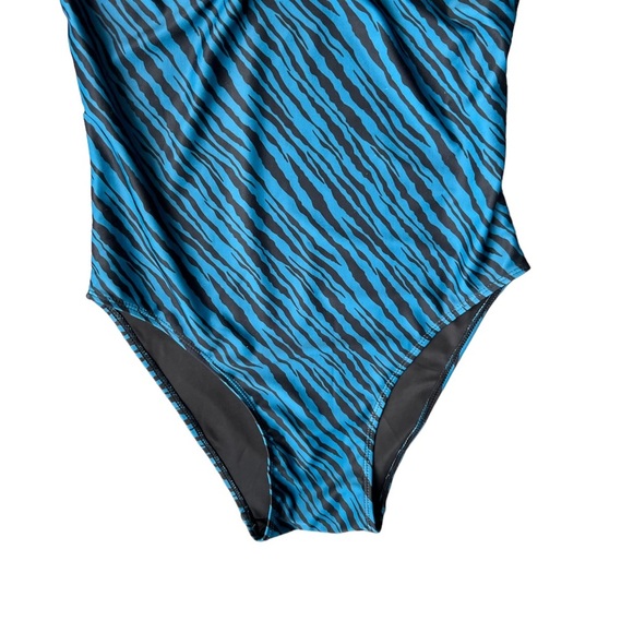 Faithfull The Brand Bettina One Piece Swimsuit Animal Print Blue/Black Size M - Picture 9 of 11